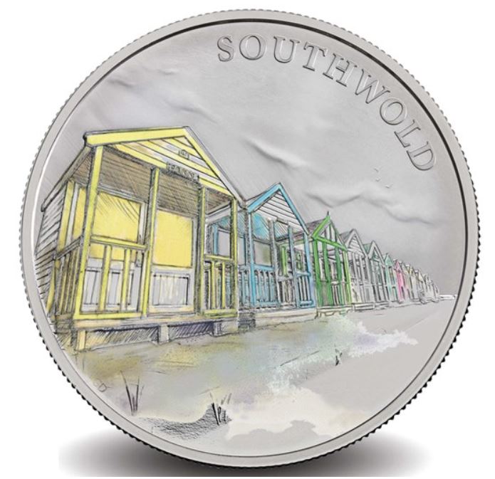 £5 Silver Trichromatic colour printed coin.